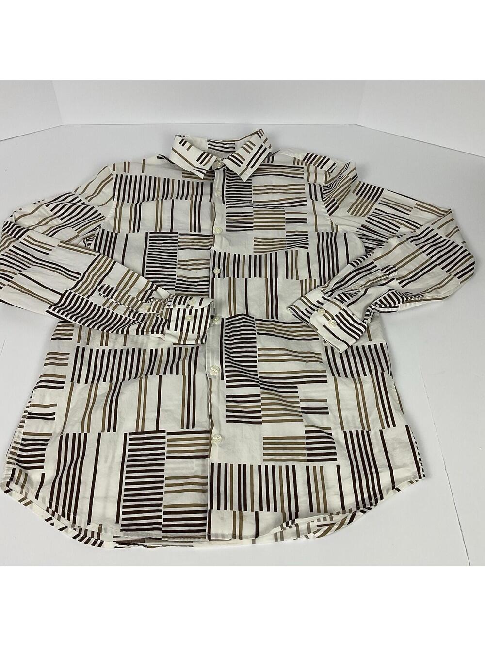 Vintage Perry Ellis Womens Sz Lg Front Tucks Button Up L/S Top